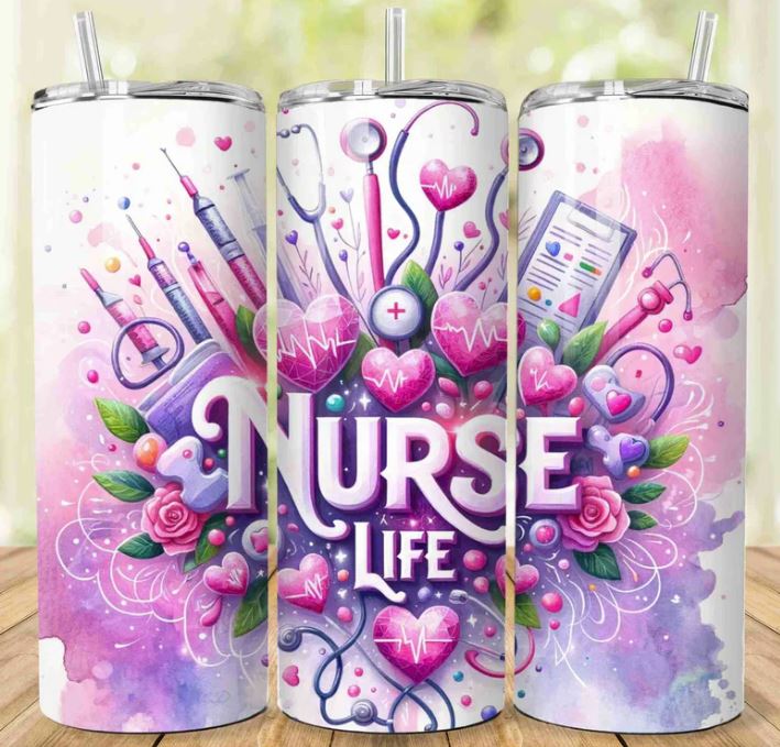 Nurse Life Pink and Purple Tumbler